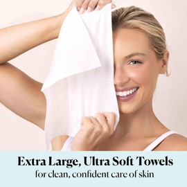 Sky Organics Toallas Faciales Suaves Y Limpias(Paquete de 2), 100 Toallitas Faciales Desechables Extra Grandes, Ultrasuaves Y de Doble Textura, Toalla Desechable, Toallitas Desmaquillantes, Sin Crueld