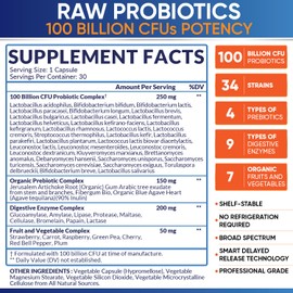 Wholesome Wellness Organic Raw Probiotics 100 Billion CFU, Dr Formulated for Women and Men, Complete Adult Supplement with Prebiotics and Digestive Enzymes; 30 Capsules, Shelf Stable
