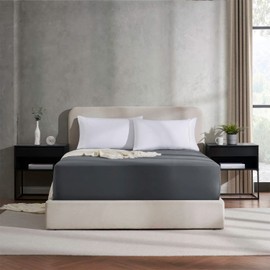 Nestl Grey Fitted Sheet Queen Size, Extra Deep Pocket Queen Fitted Sheet Only, 1800 Microfiber Fitted Bed Sheet, Ultra Soft Fitted Queen Sheet Fits up to 24 Inch Mattress - Queen Size Fitted Sheet