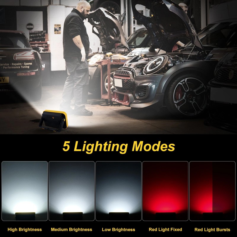 T-SUN 2PCS Rechargeable Work Light LED Battery Flood Light Outdoor