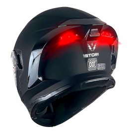 1Storm New Motorcycle Bike Modular Full Face Helmet Dual Visor Sun Shield with Rechargeable LED Tail Light: LED-X90 Matt Black