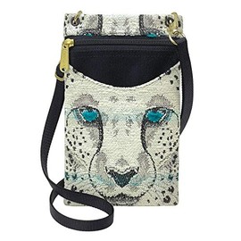 Danny K. Women's Tapestry Crossbody Cell Phone or Passport Purse, Handmade in USA (Snow Leopard)