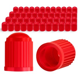MEAJOO 50PCS Tire Valve Stem Caps, Corrosion Resistant, with O Rubber Ring, Airtight Seal Heavy Duty Dustproof Tire Valve Stem Covers for Cars, SUV, Trucks, Bikes, Motorcycles, Bicycles(Red)