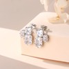 Ferkerylu Sterling Silver Diamond Earrings for Women Emerald Cut Lab