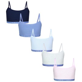 TupTam Girls' Bustier with Spaghetti Straps Pack of 5, Sportive Life Dark Blue Pink