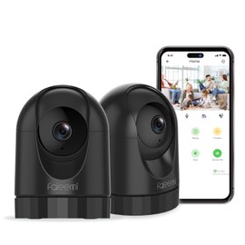 faleemi 2K Pan/Tilt Indoor WiFi Security Camera with Motion Detection & Auto Tracking, Night Vision, 2-Way Audio, Siren, SD/Cloud Storage (1, Black)