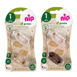 nip® Cherry Green Eco Dummy Size 1 from Birth, Pack of 4, Made in Germany