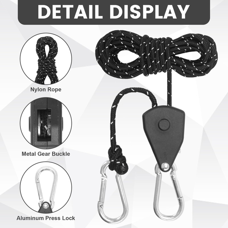 LUCKNIGHT 4PCS Reflective Tent Guy Ropes, Guy Rope Tensioners, Guide