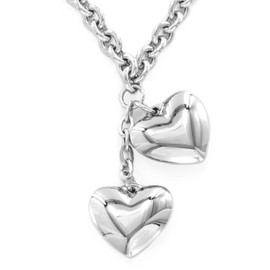 ELYA Jewelry Womens Stainless Steel Dangling Hearts Pendant Necklace, White, One Size
