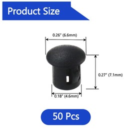 Nihfien 50 Pcs Plastic Flush Type Hole Plugs, 3/16"(5mm) Snap in Locking Hole Screw Protection Cap Cover Plugs Fastener Covers for Furniture Cabinet Shelf Hole Decor(Black)