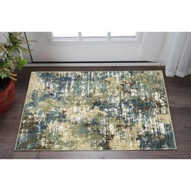 Homeroots 3' X 5' Blue And Green Abstract Area Rug