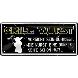 schilderkreis24 - Tin Signs Funny Grill Saying "Grill Wurst" Decorative Metal Sign Garden Kitchen Chefs Gift Idea 28 x 12 cm