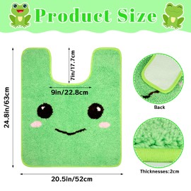 NIGOWAYS Toilet Rug - Cute Frog Rugs U Shaped Washable,Soft and Absorbent Bath Rug,Non Slip Toilet Bath Mat,Bathroom Contour Rug for Toilet Base(Green, 24" x 20")