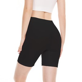 BATHRINS Short Leggings Women's Cool Summer High Waist Long Anti-Friction Women Under Skirt Underpants Comfortable Knee Length Cycling Shorts, black