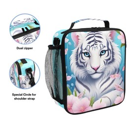 UMIRIKO Kids Lunch Box White Tiger Flower Cooler Insulated for Boys and Girls, Lunch Bag with Shoulder Strap for School, Picnic Meal 20857306