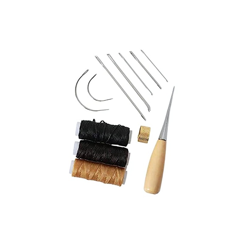 Fdit 12 Piezas Kit de Herramientas para Coser Cuero, Agujas