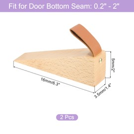 sourcing map 2Pcs Wood Door Stopper, Non-Slip Solid Wood Door Wedges Hanging Door Stopper for 0.2-2" Door Bottom Seam House Hotel Cabin