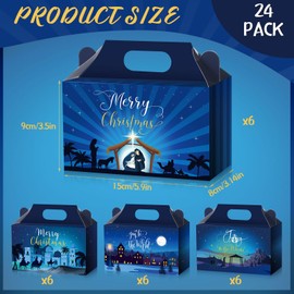 Funrous 24 Pack Christmas Nativity Gift Boxes Religious Treat Candy Boxes Cardboard Merry Christmas Goodie Boxes Bulk Xmas Theme Boxes for Holy Nativity Holiday Party Supplies