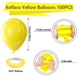Yellow Balloons Kelfara Party Balloons 100 Pcs 12 Inch Yellow Latex Balloons for Birthday Weddings Anniversary Graduation Yellow Theme Party Decorations