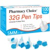 Pen Tips 32G x 5mm(3/16") ，Universal Fit, Sterile，Ultra-Thin Wall Technology.