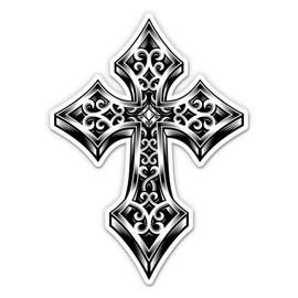 Celtic Cross Ornamental Knot - 3" Vinyl Sticker - for Car Laptop Water Bottle Phone - Waterproof Decal