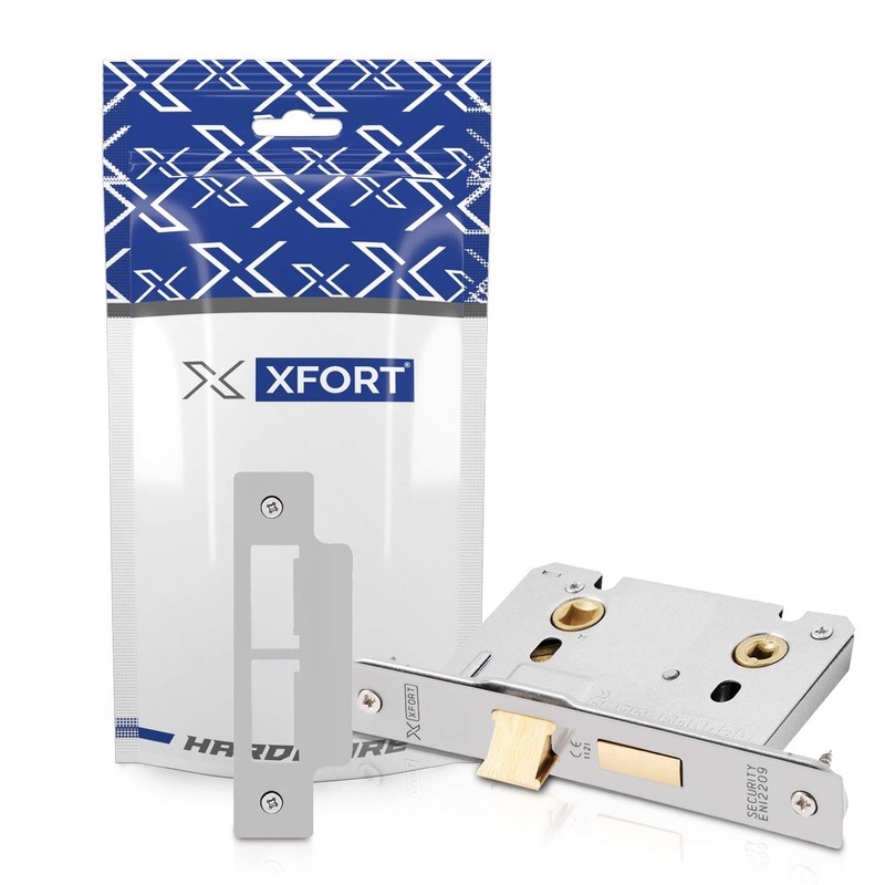 XFORT® Satin Chrome Bathroom Lock 75mm for Internal Wooden Doors,