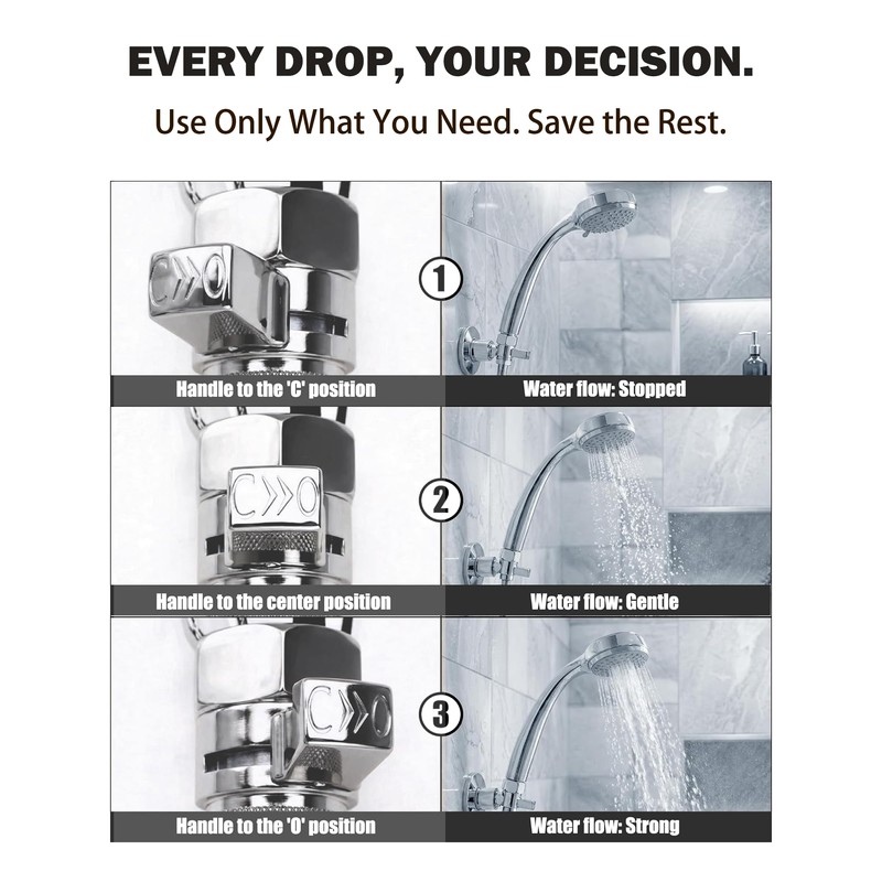G1/2" Shower Head Shut Off Valve with Gaskets & Thread
