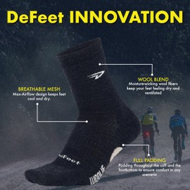 DEFEET | Woolie Boolie 4" - Quarter Merino Wool Cycling Socks | For Biking, Running, & Everyday Adventures | Charcoal | Large (2-Pack)