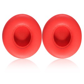 Solo 2/3 Wireless Earpads - JECOBB Replacement Ear Cushion Pads with Protein Leather and Memory Foam for Beats Solo 2.0/3.0 Wireless On Ear Headphones ONLY (Red)