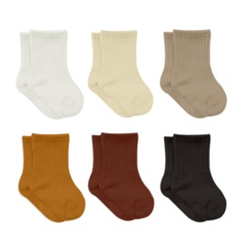 bistyle Cotton 6 Pairs Baby Socks for Newborn Infant 0–3 Months to 2–3 Years, First Socks for Newborn Baby Socks, Boys’ Girls’ Toddlers’ Socks, brown