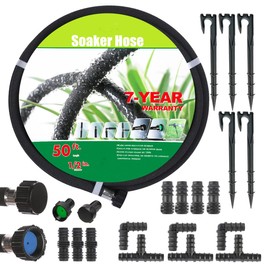 AEACUS Soaker Hose 1/2 inch x 50FT,Garden Hose With Fittings,Heavy Duty Soaker Hose-Saves 70% Water For Lawn(50FT).