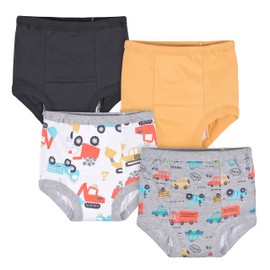 Gerber Baby Boys Infant Toddler 4 Pack Potty Training Pants Underwear Vehicles Yellow and Black 3T