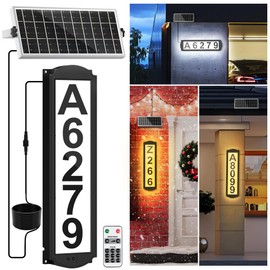 T-SUN Solar House Numbers for Outside Light up, Solar Address Sign - IP65 Waterproof Numbers for Address on House with 3 Lightings | Illuminated Lighted Address Markers Home Front Porch
