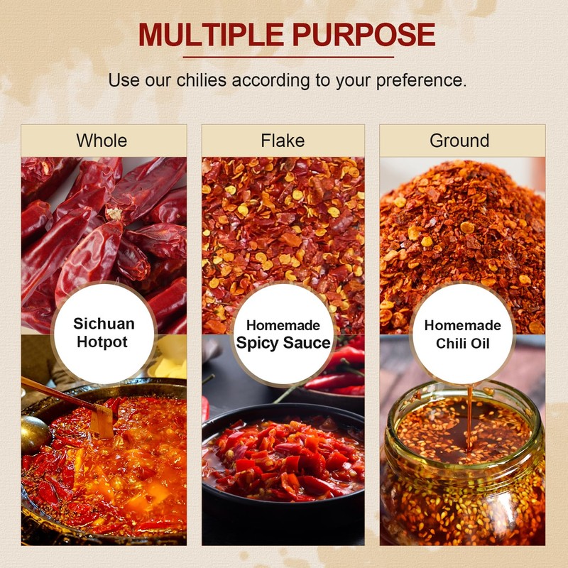 52USA Dried Chilli Peppers, Whole Dried Chilies 4 Oz, Mild