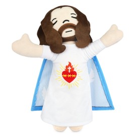 JIAJEGTGT Jesus Doll, 13 Inches Easter Plush Christian Jesus Stuffed Doll with Blue Cape, Easter Party Favors Gifts for Kids Boys Girls