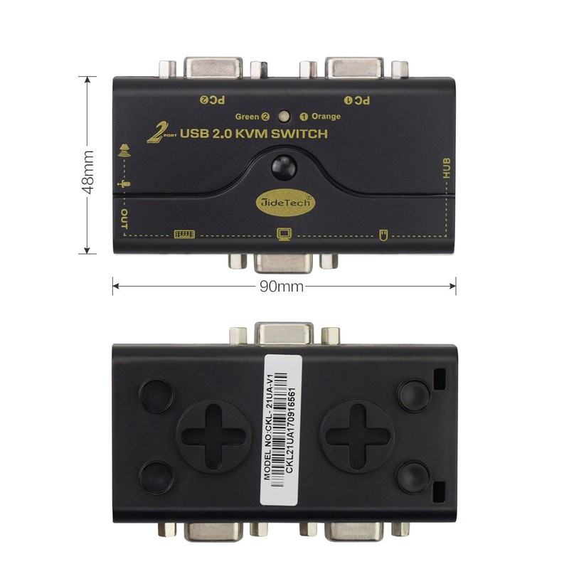 2 Port USB 2.0 VGA KVM Switch Up to 2048x1536