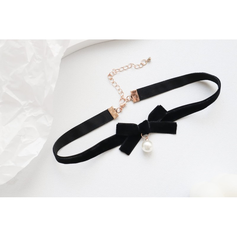 Ahegao Women's Velvet Bow Choker Set of 2 Cute Choker