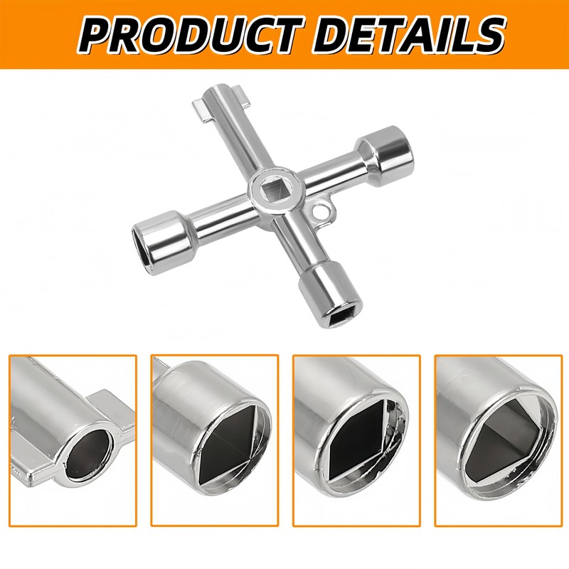 HONGLINSONG 4-Way Panel Key, Square Utility Cross Electric Box Wrench,