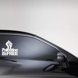 Palestine Will be Free – Freedom – Car Bumper/Bonnet/Window Vinyl Decal Sticker (White, Small - 13x14CM)