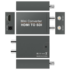 HDMI to SDI Converter, Converter One HDMI in Two SDI Output (with Power Supply Adapter, Audio Embedder Support HDMI 1.3, SD/HD/3G-SDI 1080P for Camera CCTV