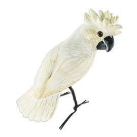 NOVICA Artisan Handcrafted Ceramic Sculpture Artisan White Cockatoo Guatemala Painted Bird [6in H x 2in W x 4.1in D] ' Umbrella Cockatoo'