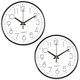 2 Stück 20cm Rund Quartz Wanduhr (Weiß)