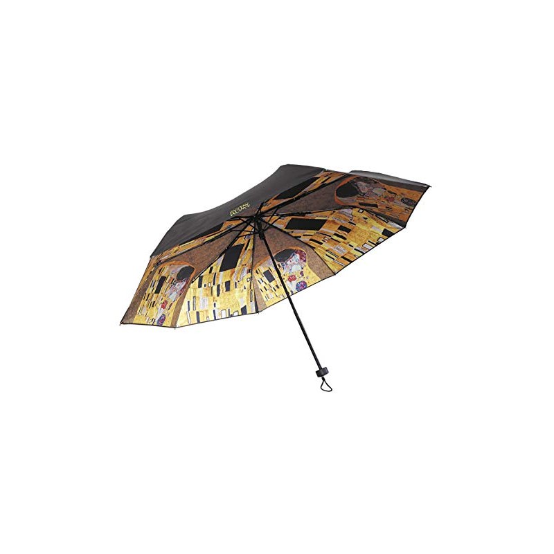Fridolin Umbrella, black, inside print: Gustav Klimt - Der Kuss,