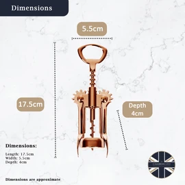 Cavatappi a doppia leva in rame di alta qualità, design ergonomico e durevole per un'apertura senza sforzo, ideale per vini rossi, bianchi e spumanti, elegante set regalo di accessori da bar