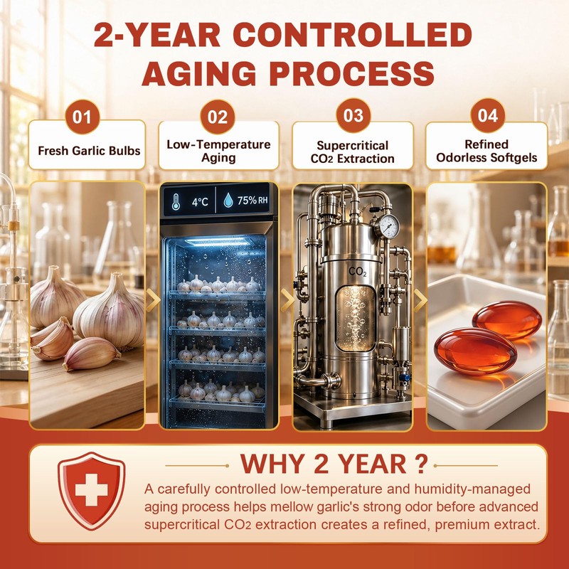 Odorless 2-Year Aged Garlic Extract Softgels with CoQ10 Ubiquinol &