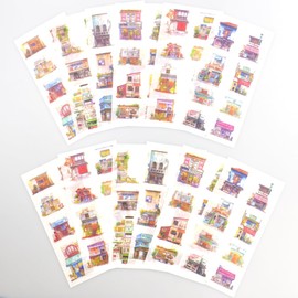 (Pack of 2) Japanese Style Washi Stickers for Scrapbooking - Cute Grocery Store Food Shop Japanese Restaurant DIY Sticker for Art Craft Project Journaling Collage Journal Planner Water Bottles