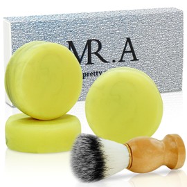 3Pack Shaving Soap for Men, Shaving Soap Puck for Sensitive Skin, Unscented Shave Soap Bar, Rich Lasting Lather, Light Natural Scent