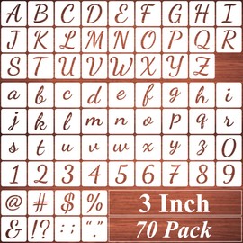 3 Inch Alphabet Letter Stencils for Painting - 70 Pack Letters and Numbers Stencil Templates with Signs for Painting on Wood, Reusable Number and Letter Stencils for Chalkboard Wood Signs & Wall Art