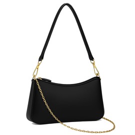 NEBIL Shoulder Bag for Women Small Classic Purses Vegan Leather Clutch Tote HandBags (Black)