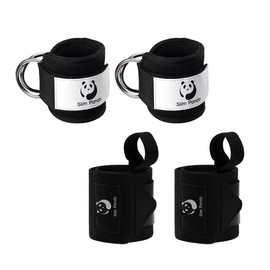 Slim Panda Fitness Accessories, 4Pcs Wrist Wraps and Ankle Straps for Cable Machines exercise - Color: Red Wrist Wraps + Black Ankle Straps